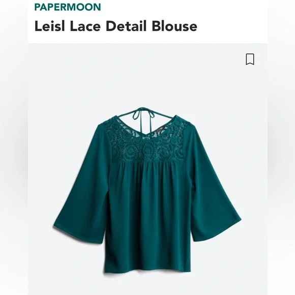 Papermoon Leis Lace Detail Blouse-teal - Picture 5 of 6
